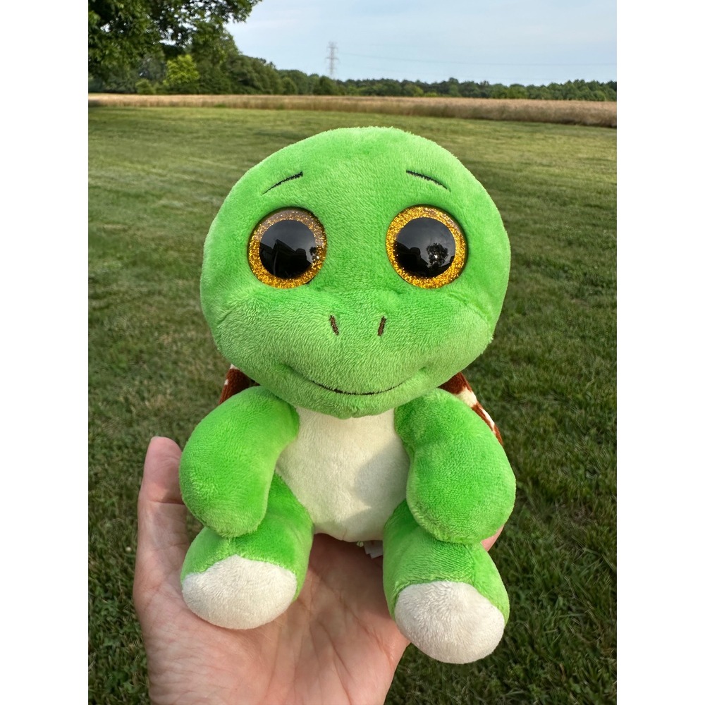 Ty Beanie Boos Turbo the‎ Turtle Green Plush Gold Glitter Eyes 2024 Collectible